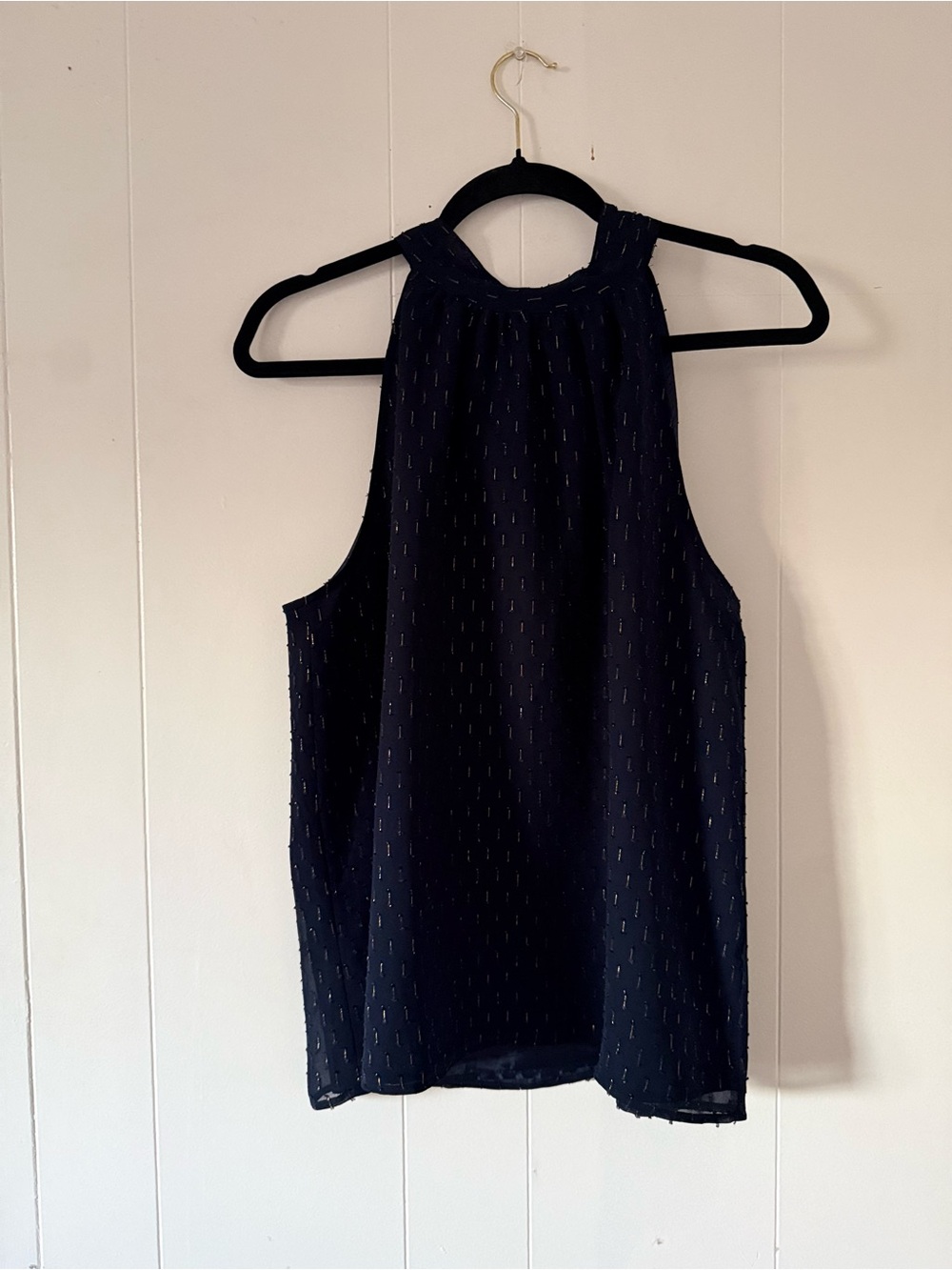 J. Crew Navy Halter Top with Metallic Stitching - Picture 2 of 4